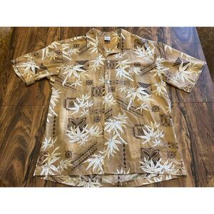 Vtg Ling & Kwok’s Mens Sz XL Hawaiian Shirt Brown Native Hawaii